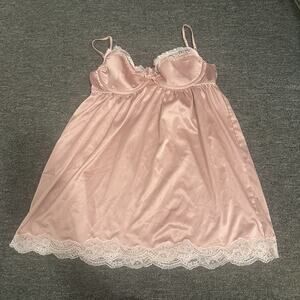 Victoria’s Secret Angels baby pink satin babydoll slip dress Size 36C